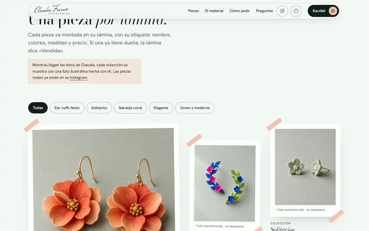 Fotograma del video de Claudia Franco Accesorios: una lámina de joyería con cintas. Imagen ilustrativa hecha con IA.