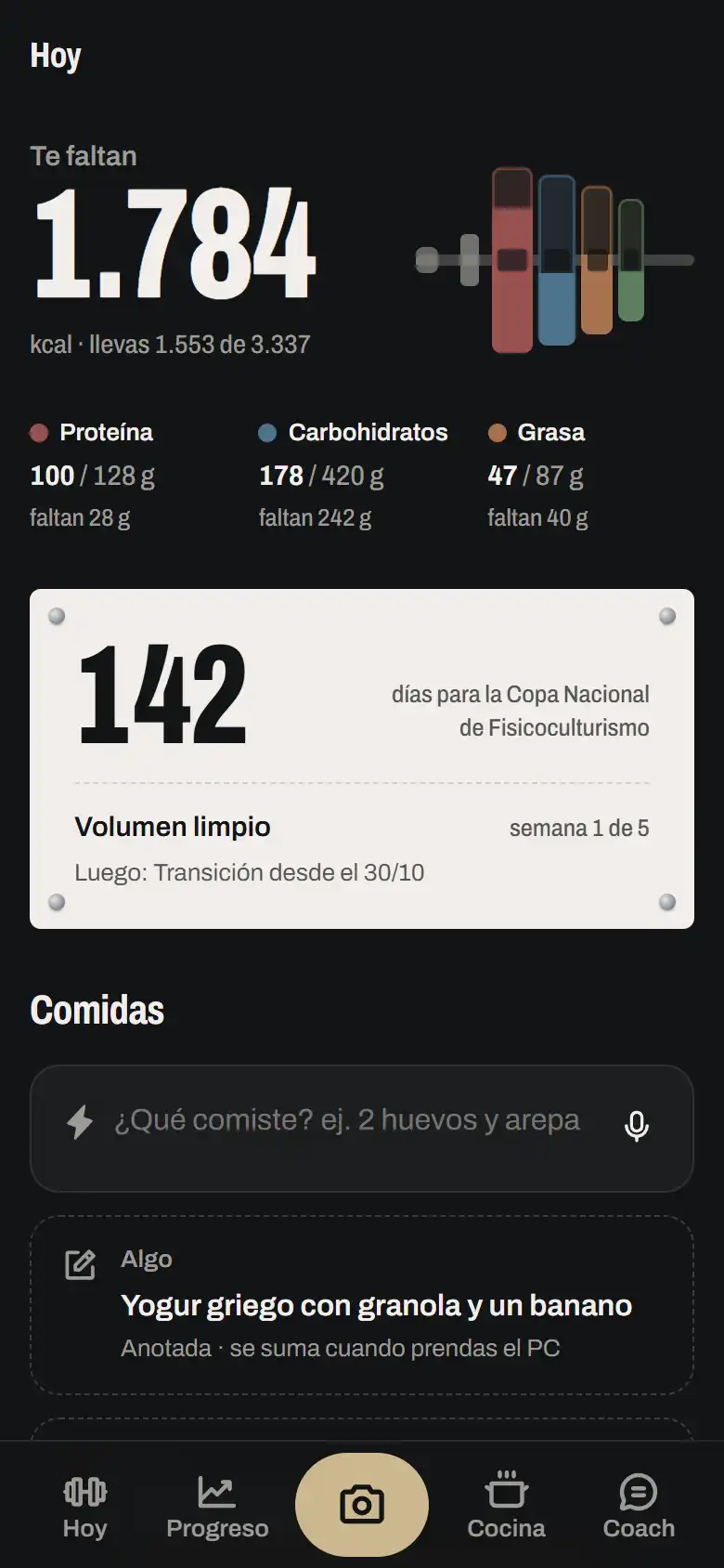 Fotograma del video de Tarima con el resumen del día de un atleta ficticio.