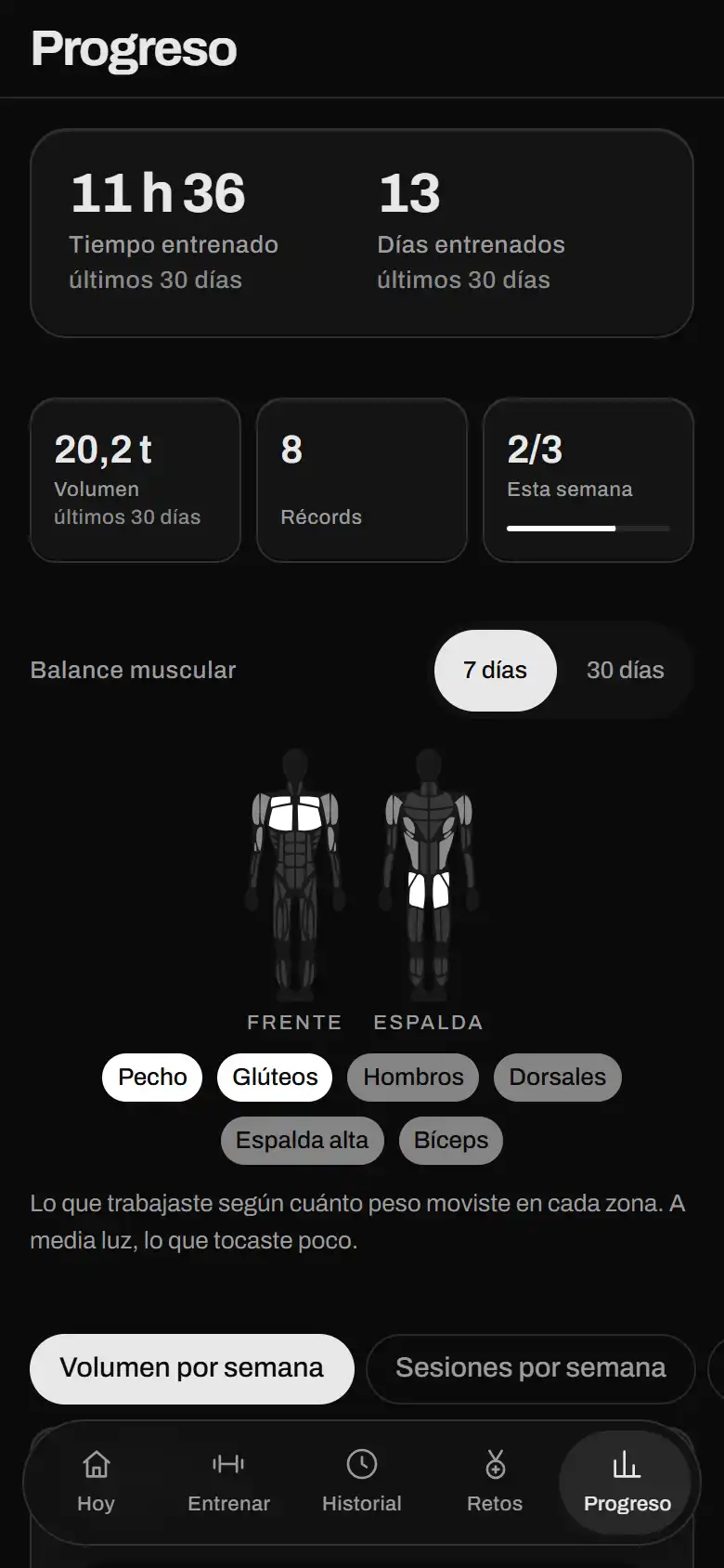 Raw Fitness Club: otra pantalla del proyecto.