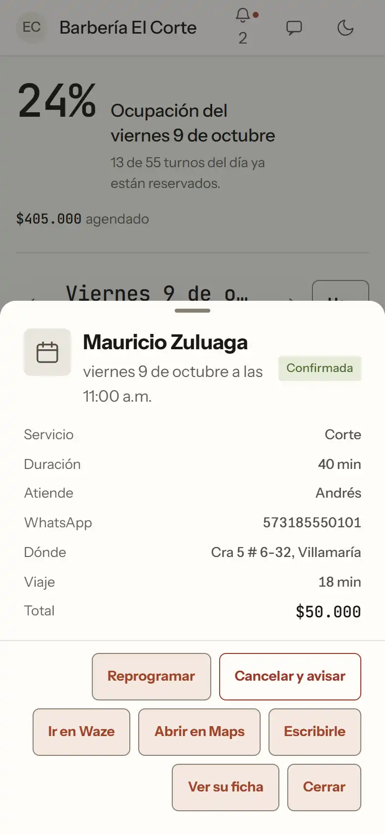 Silla Llena: otra pantalla del proyecto.
